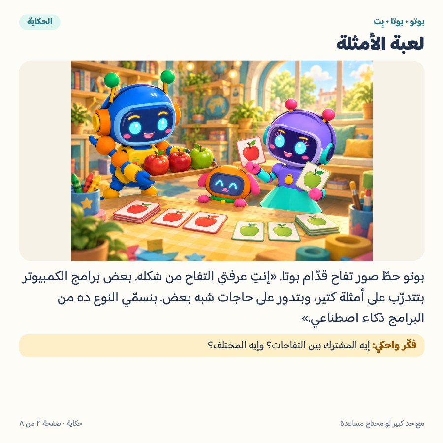 صفحة لعبة الأمثلة من قصة يعني إيه ذكاء اصطناعي؟